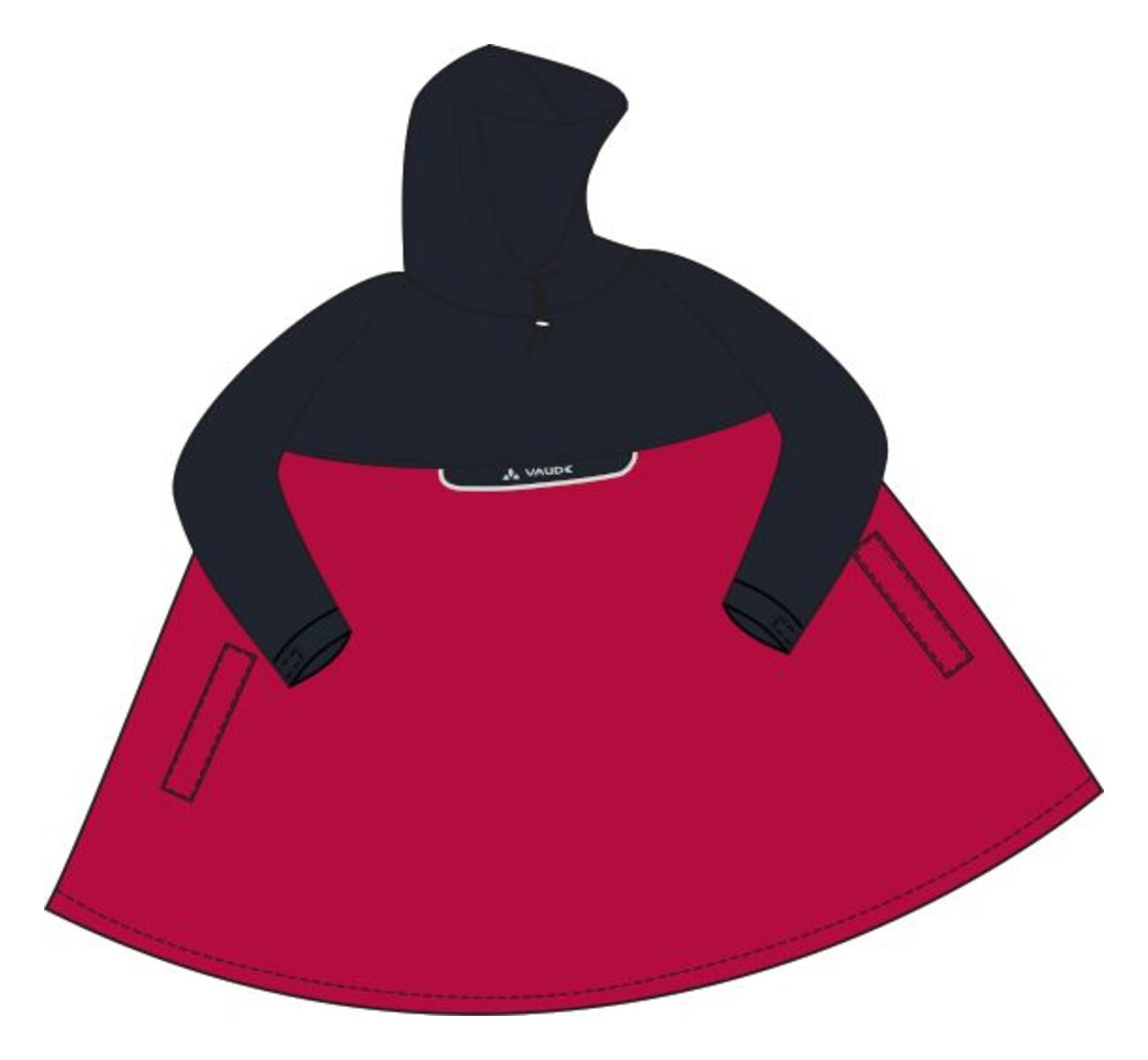 VAUDE Valero poncho rood/zwart