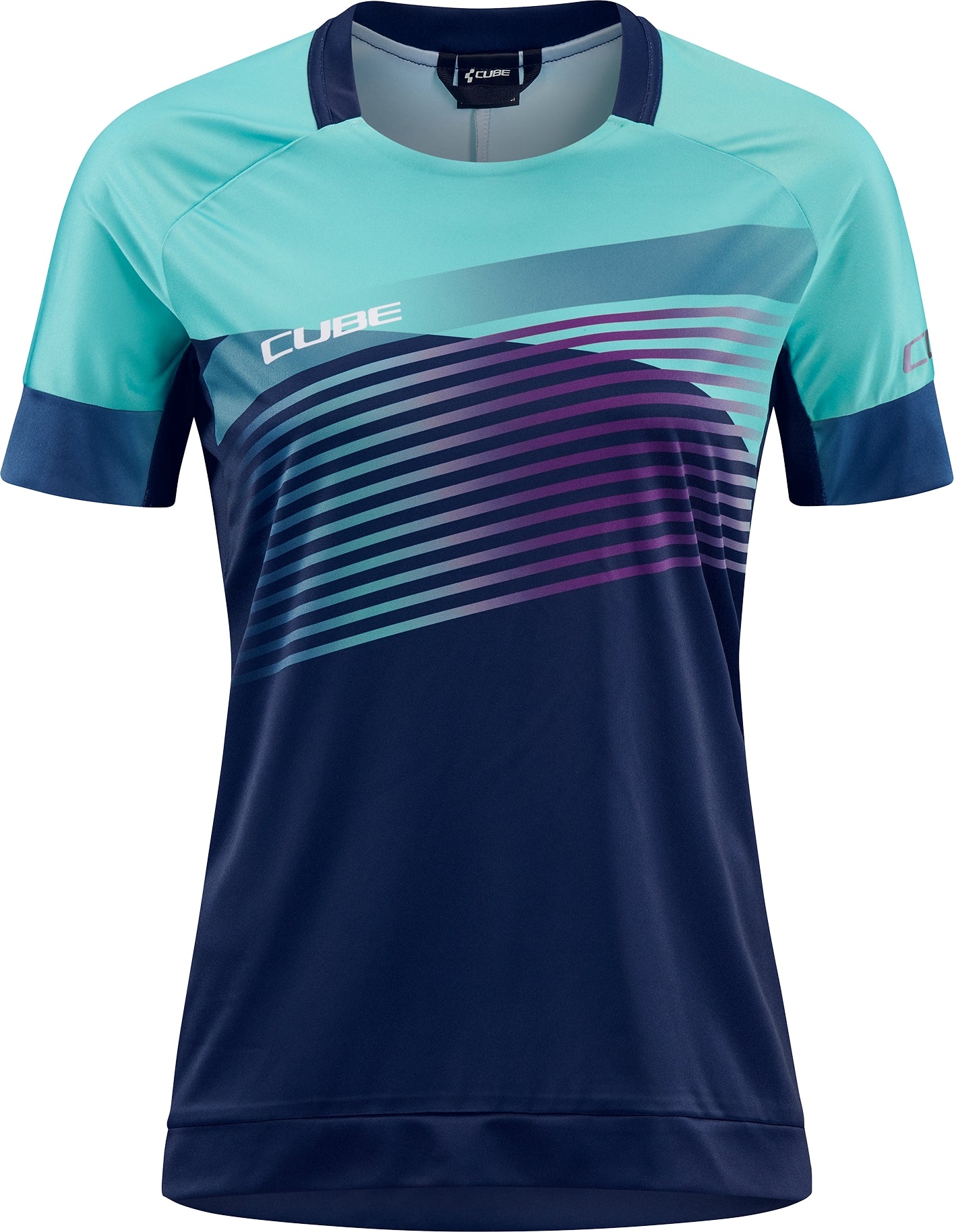 CUBE TEAMLINE WS jersey met ronde hals en korte mouw blauw'n'mint