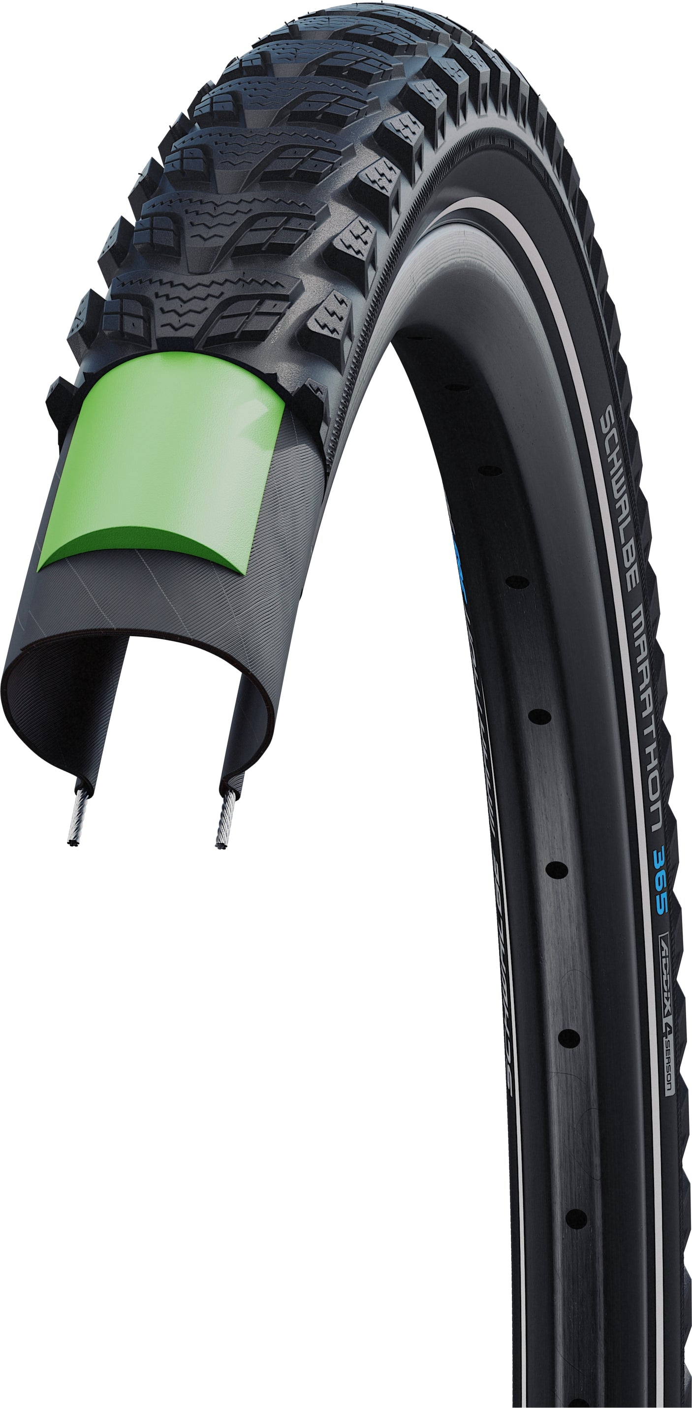 Schwalbe Marathon 365 Performance draadband 20x1.50" GreenGuard Reflex zwart