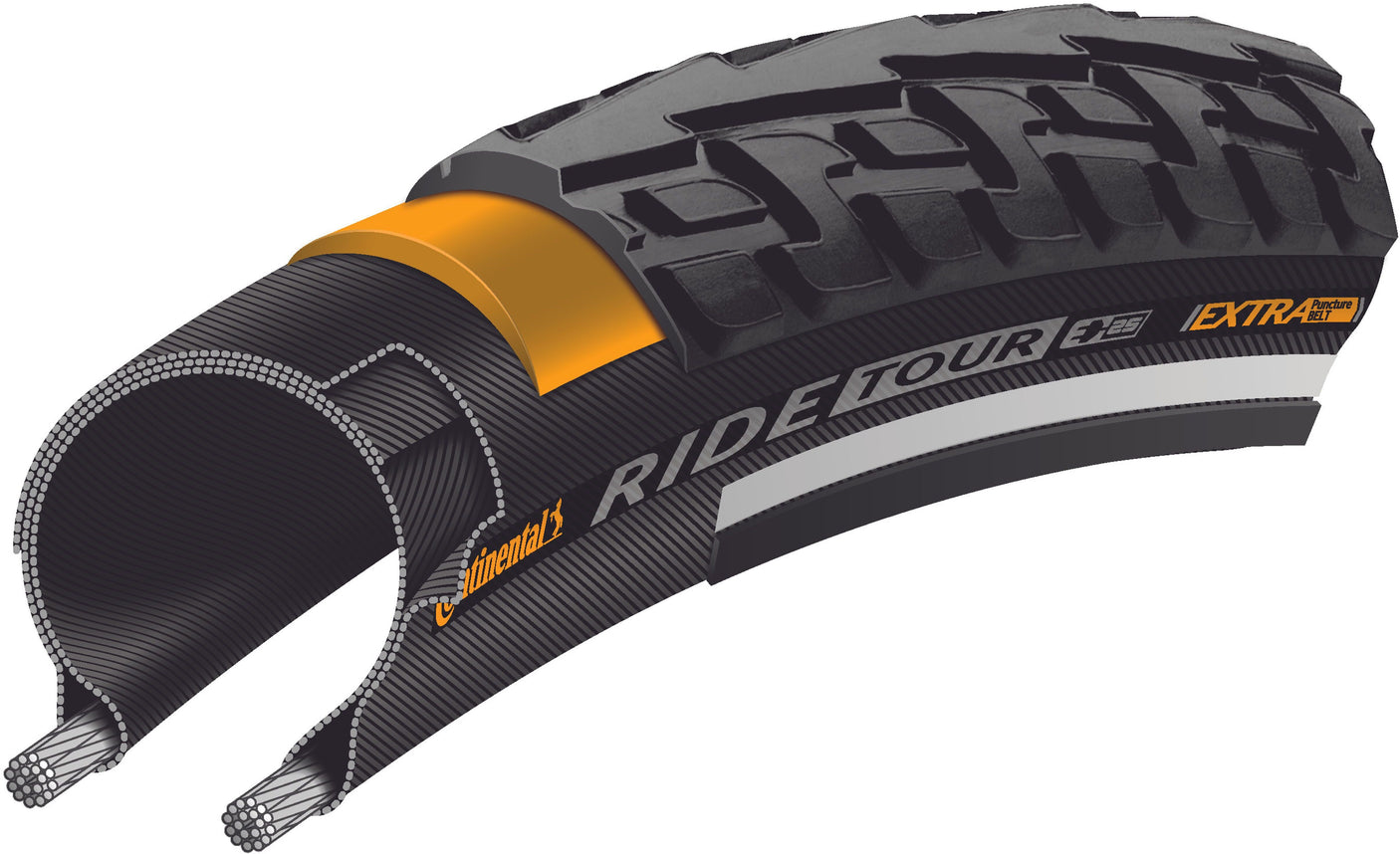 Continental Ride Tour 28" draad zwart