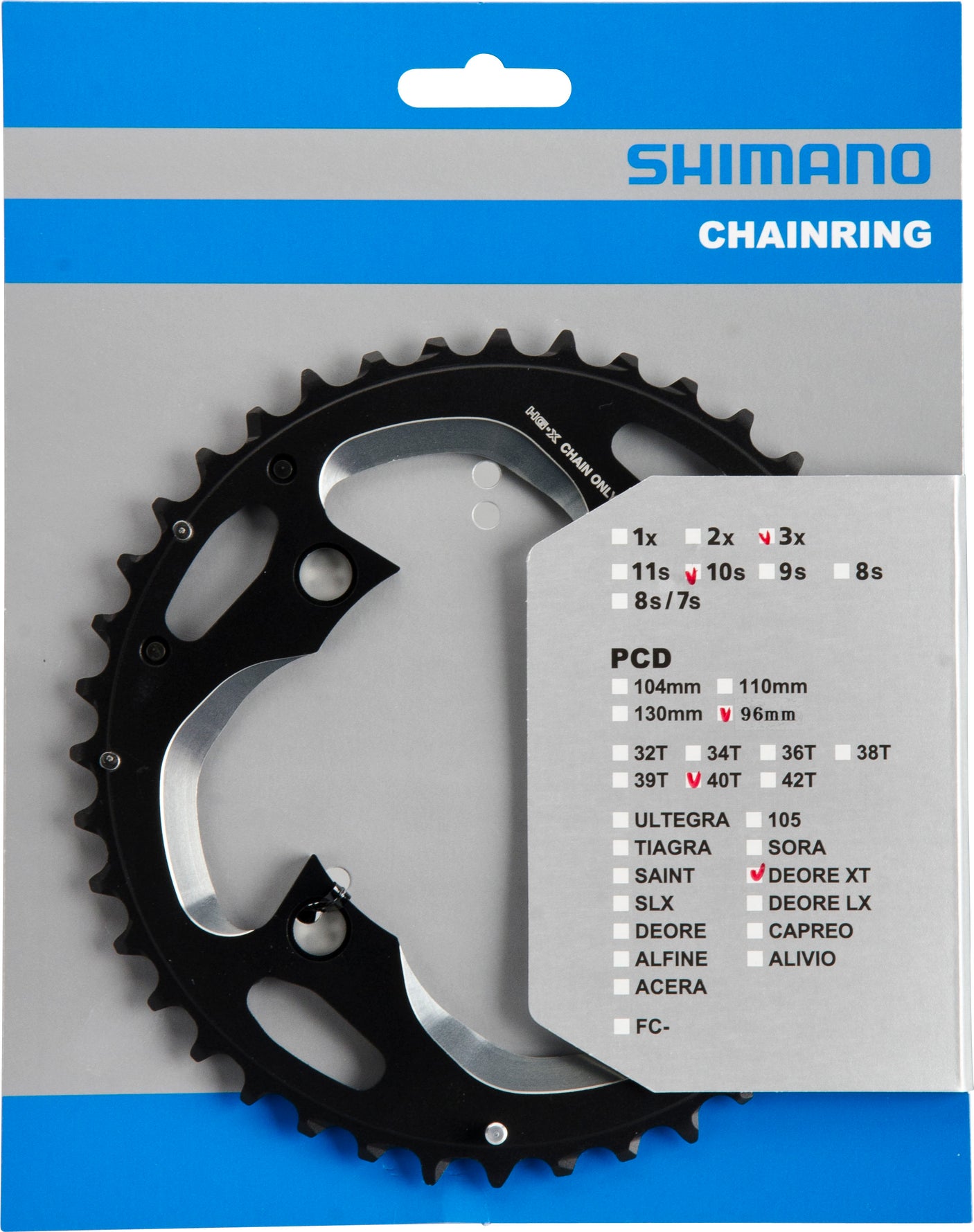 Shimano Deore XT FC-M782 kettingblad 96 BCD zwart