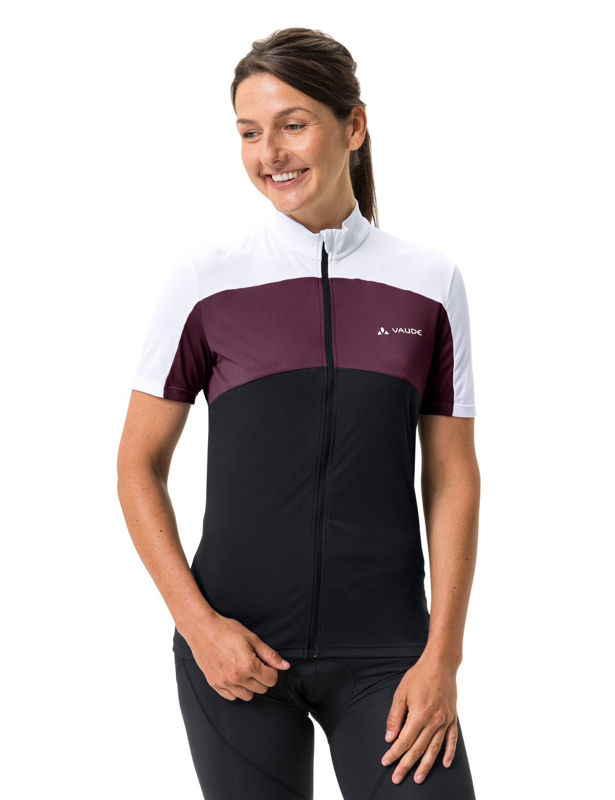 VAUDE Matera jersey met korte mouwen en volledige ritssluiting dames zwart/paars