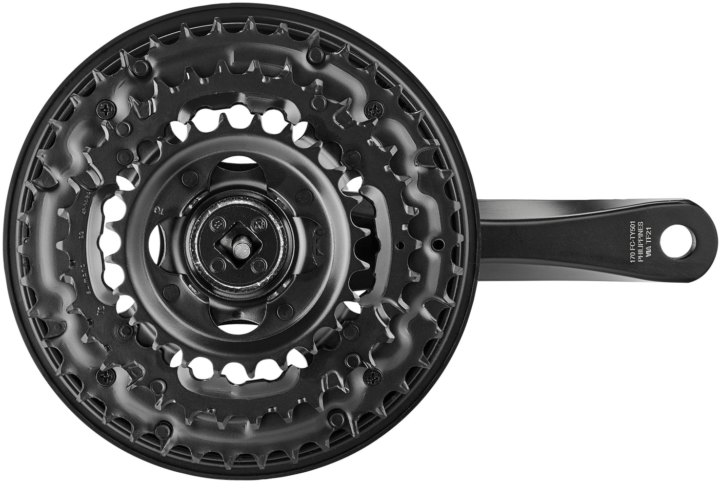 Shimano FC-TY501 crankstel 6/7/8-speed 42-34-24 tanden met kettingkastring zwart