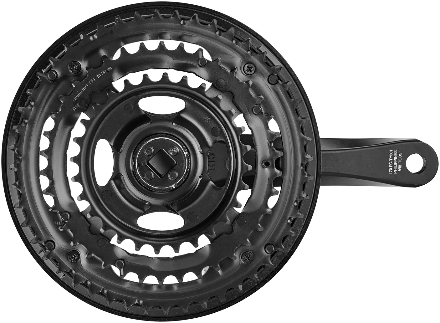 Shimano FC-TY501 crankstel 6/7/8-speed 48-38-28 tanden met kettingkastring zwart