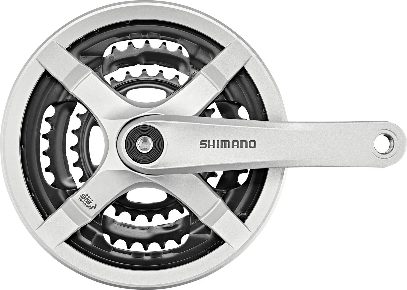 Shimano FC-TY501 crankstel 6/7/8-speed 48-38-28 tanden met kettingkastring zilver