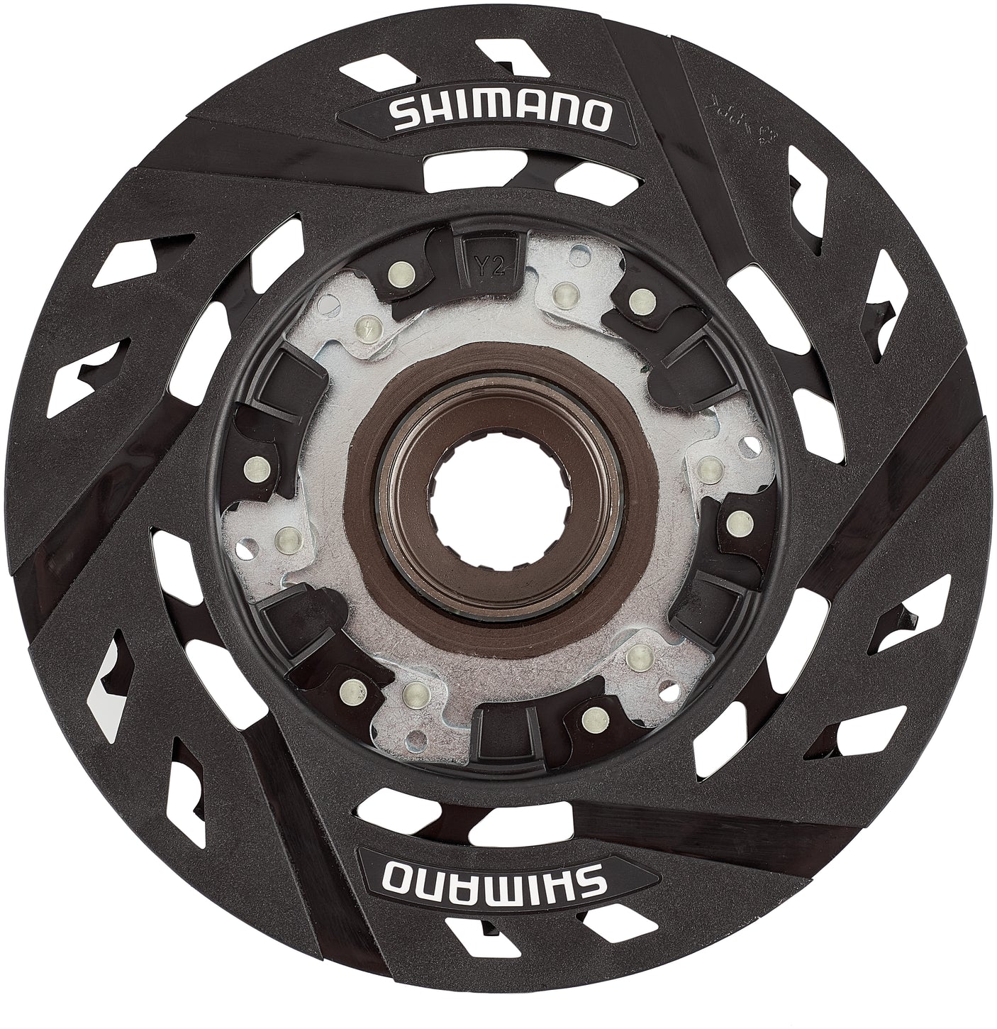 Shimano MF-TZ510 schroefkrans 7-voudig met spaakreflector bruin/zwart