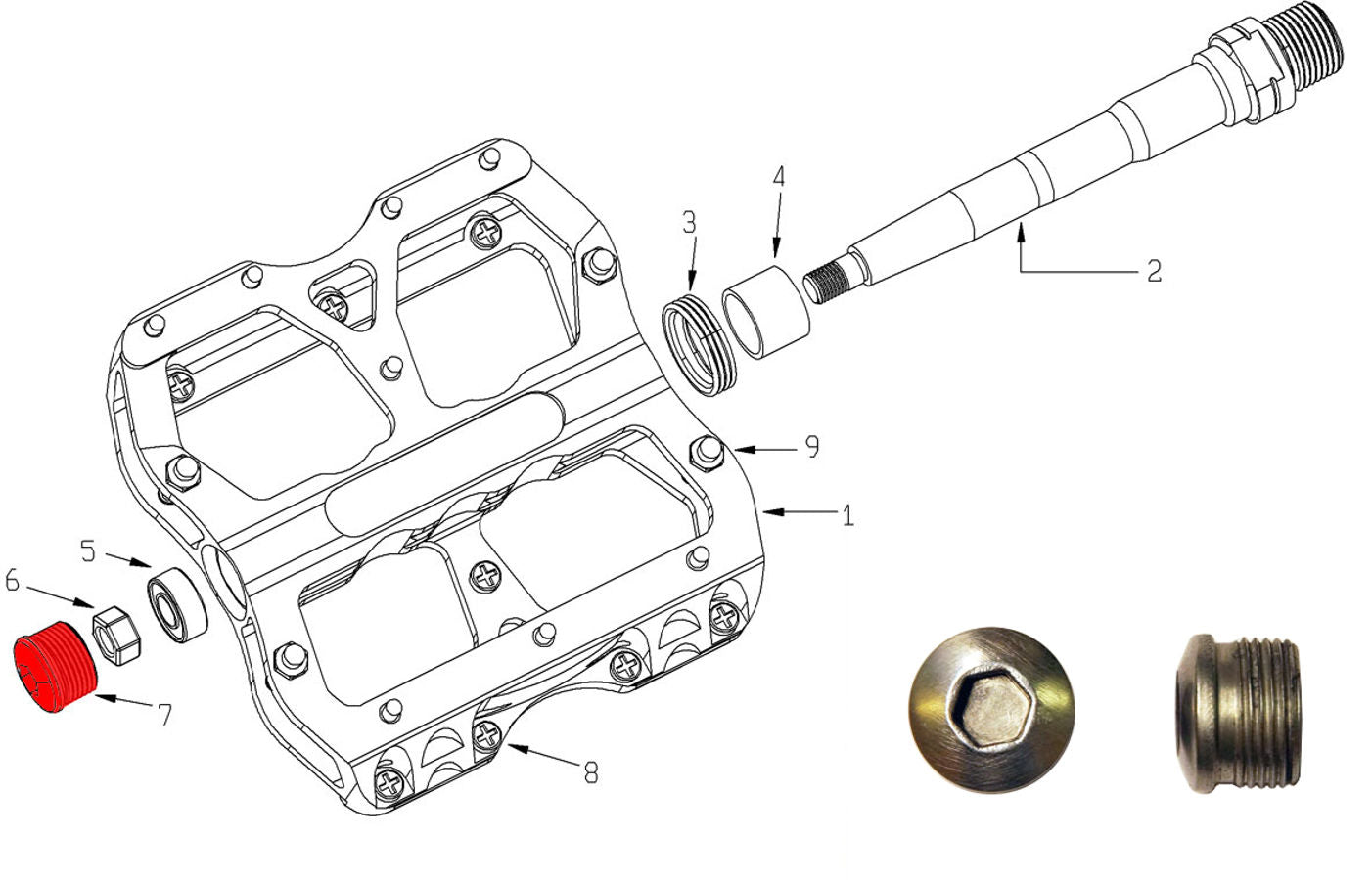 Achteras eindkap voor Escape Pedal