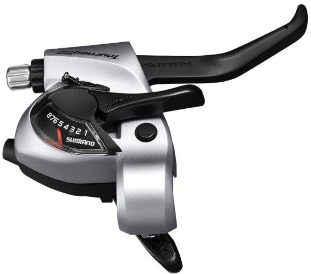 Shimano Tourney TX ST-TX800 schakel-/remhendel voor V-Brake rechts 8-speed zilver/zwart