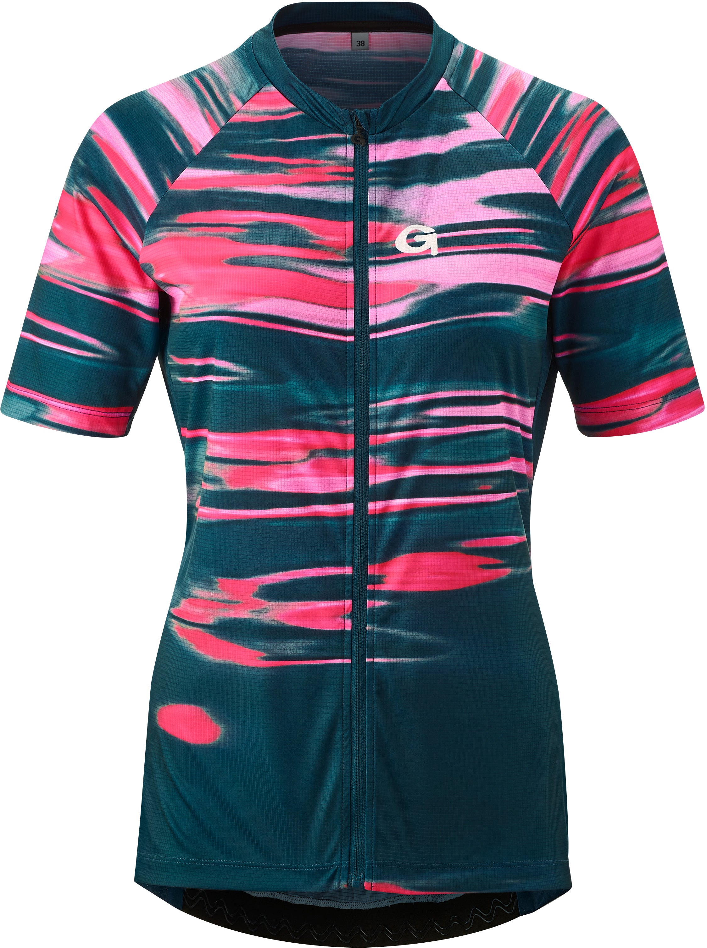 Gonso Copedello fietsshirt met korte mouwen en volledige ritssluiting dames petrol/roze